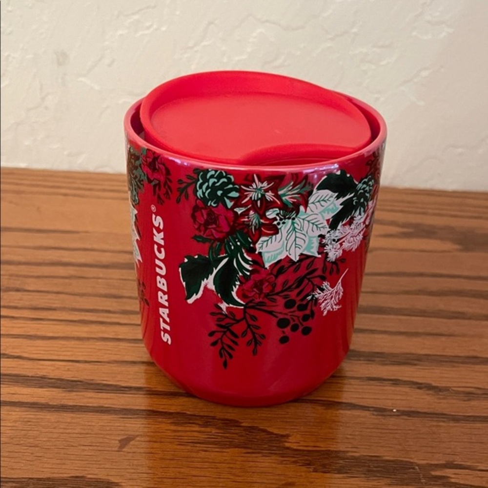 Starbucks holiday Red and Green Floral Tea Mug